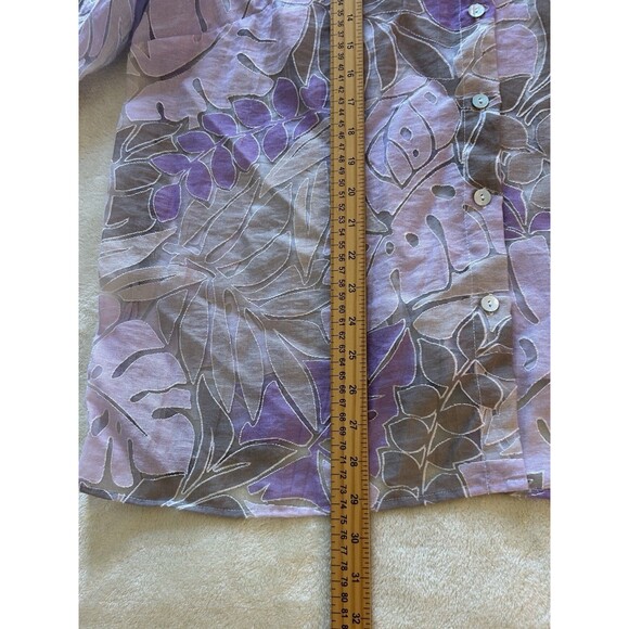 Alfred Dunner Womens Shirt Size 18w Button Up Leaf Lavender Sheer Flowy Vintage - Picture 5 of 10